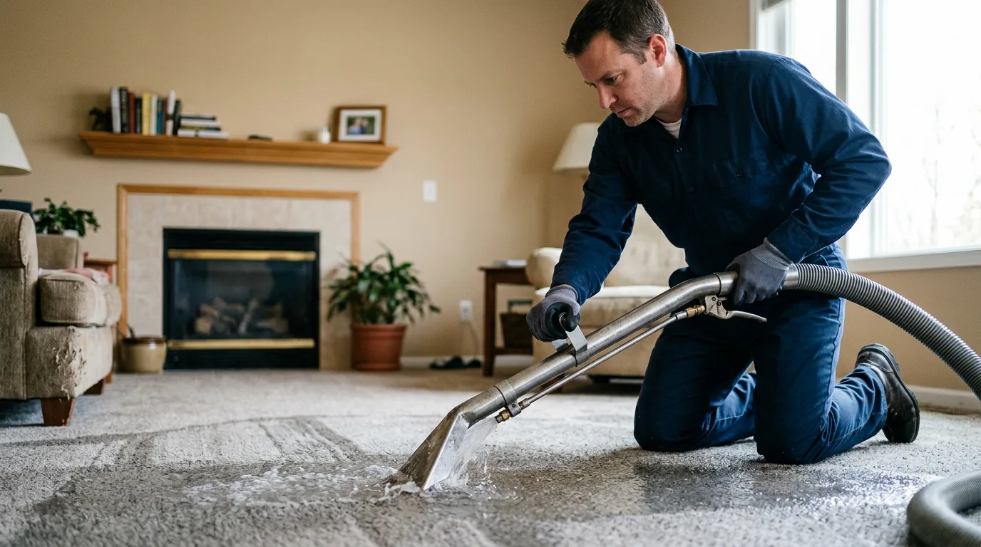Water damage restoration technician working near Alba, TX